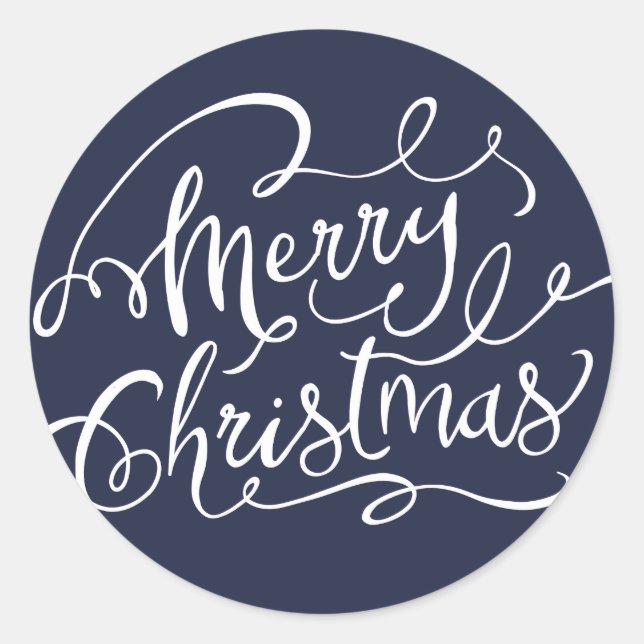 Navy Blue Merry Christmas Stickers (Front)