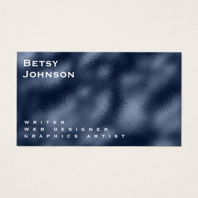 Navy Blue Metallic Foil Business Card (Front)
