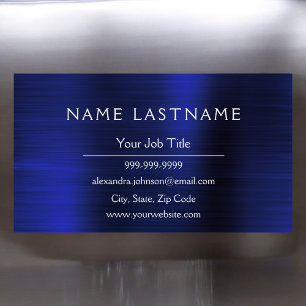 Navy Blue Metallic Foil Modern Business Magnetic Business Card