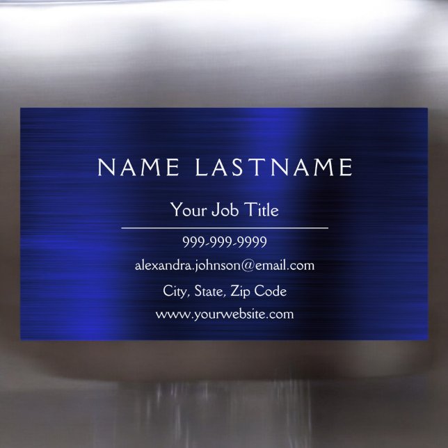 Navy Blue Metallic Foil Modern Business Magnetic Business Card (Creator Uploaded)