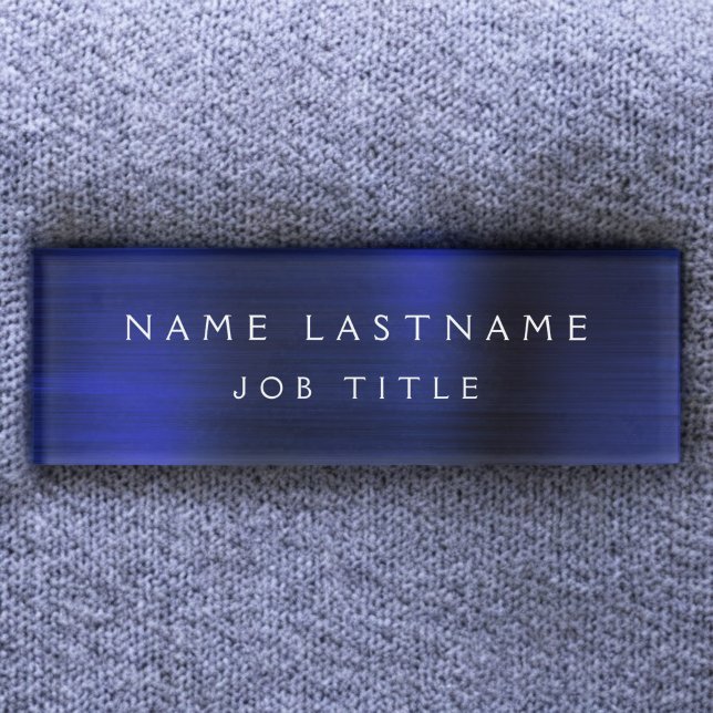 Navy Blue Metallic Foil Modern Business Name Tag (Creator Uploaded)