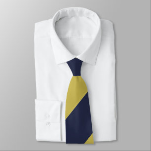 Navy Blue & Metallic Gold Broad Regimental Stripe Tie