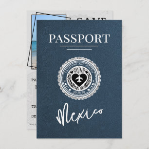 Navy Blue Mexico Passport Save The Date