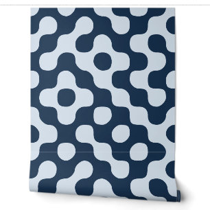 Navy Blue Mid Century Retro Geometric Wallpaper