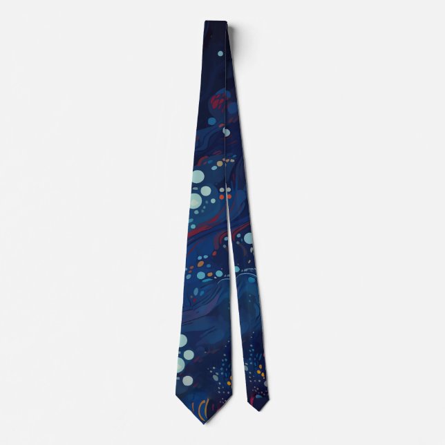 Navy blue midnight swirl galaxy abstract tie (Front)