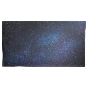 Navy Blue Milkyway Nightsky Galaxy Photograph Pillowcase