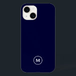 Navy Blue Minimal Monogram Case-Mate iPhone 14 Case<br><div class="desc">Stylish phone case design features a simple modern design in navy blueand white. Personalise phone case with custom initial. Change font or position using customise menu.</div>