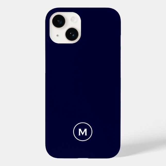 Navy Blue Minimal Monogram Case-Mate iPhone Case (Back)
