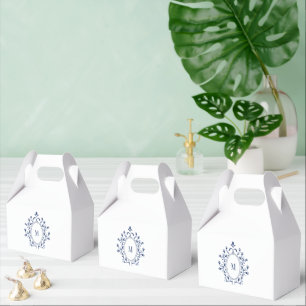 Navy Blue Minimal Monogram Favour Box