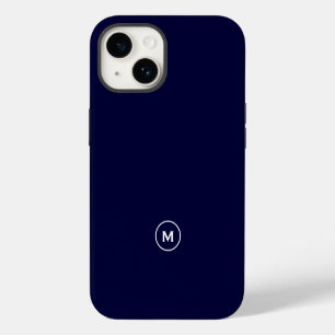 Navy Blue Minimal Monogram iPhone 14 Case