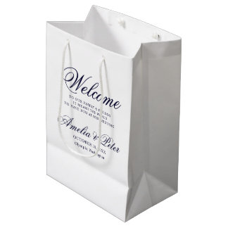 Navy Blue Minimal Wedding Welcome Medium Gift Bag