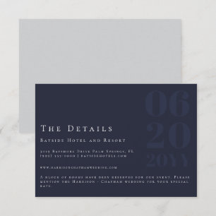 Navy Blue Minimalist Bold Type Wedding Enclosure Card
