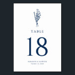 Navy Blue Minimalist Botanicals Wedding Table Number<br><div class="desc">Add these customisable floral minimalist table numbers cards to your event's tablescape. It features a modern floral bouquet line art with simple typography. Personalise these navy blue table numbers cards by adding the table numbers, names, and event date. This floral table numbers card is perfect for weddings, bridal showers, baby...</div>