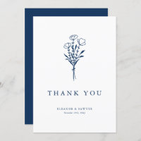 Navy Blue Minimalist Botanicals Wedding