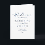 Navy Blue Minimalist Dainty Script Wedding Programme<br><div class="desc">Share details of your wedding with this customisable wedding program booklet. These customisable folded programs feature whimsical script and minimalist typography. These navy blue modern wedding programs are perfect for any wedding theme. Matching items are available.</div>