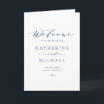 Navy Blue Minimalist Dainty Script Wedding Programme<br><div class="desc">Share details of your wedding with this customisable wedding program booklet. These customisable folded programs feature whimsical script and minimalist typography. These modern navy blue wedding programs are perfect for any wedding theme. Matching items are available.</div>
