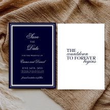 Navy Blue Minimalist Elegant Formal Wedding