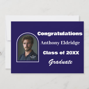 Navy Blue Minimalist Graduation Banner Announcement