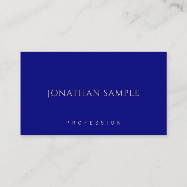 Navy Blue Minimalist Modern Elegant Template Business Card (Front)