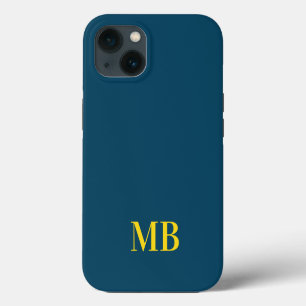 Navy Blue Minimalist Modern Initial Monogram iPhone 13 Case