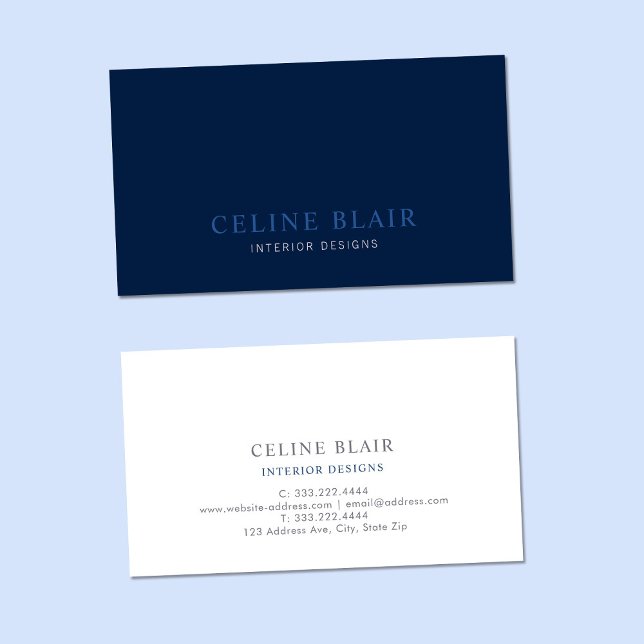 Navy Blue Minimalist Modern Professional Business Card (Creator Uploaded)