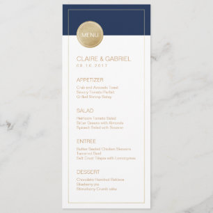 Navy blue minimalist modern wedding menu
