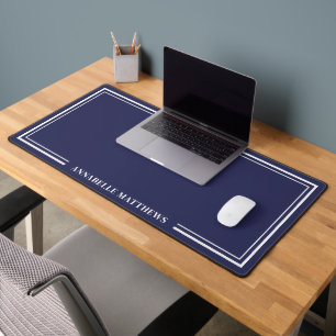 Navy Blue Minimalist Monogram Desk Mat