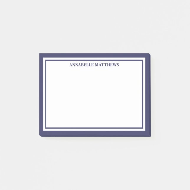 Navy Blue Minimalist Monogram Post-it Notes (Front)
