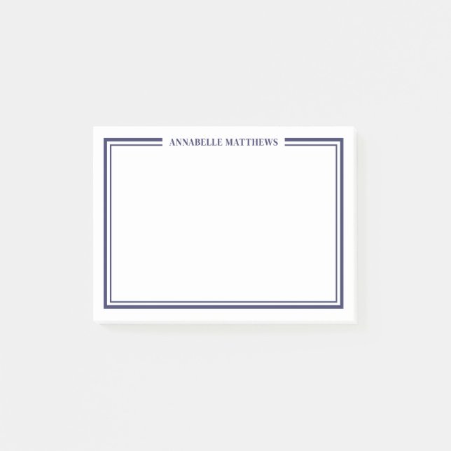 Navy Blue Minimalist Monogram Post-it Notes (Front)