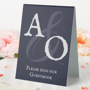 Navy Blue Minimalist Monogram Wedding