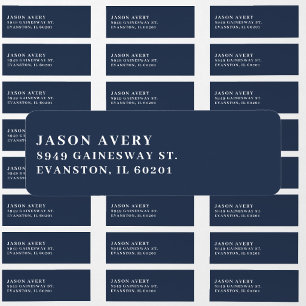 Navy Blue Minimalist Name Return Address