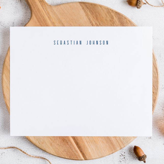 Navy Blue Minimalist Personalised Name Stationery Card (Creator Uploaded)