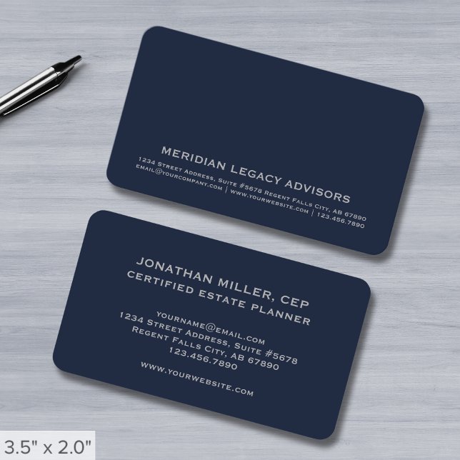Navy Blue Minimalist Professional Business Card (Creator Uploaded)
