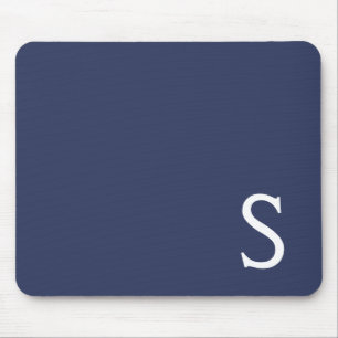 Navy Blue Minimalist Retro Monogram Initial Custom Mouse Mat