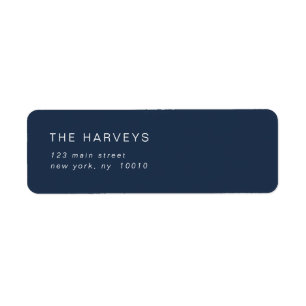 Navy Blue Minimalist Return Address Label