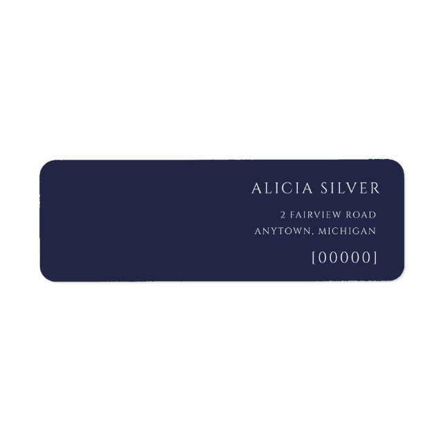 Navy Blue Minimalist Return Address Labels (Front)