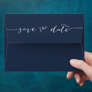 Navy Blue Minimalist Save the Date Envelope