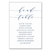 Navy Blue Minimalist Script Head Table Wedding