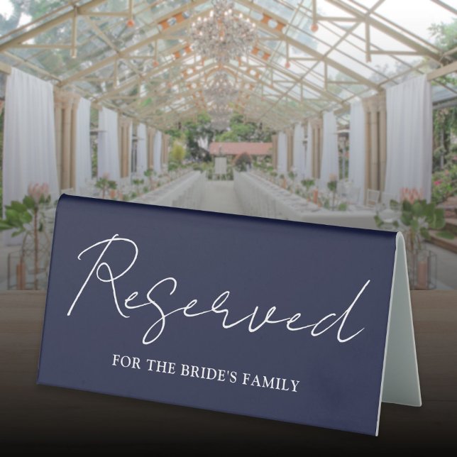 Navy Blue Minimalist Script Reserved (Navy Blue Minimalist Script Reserved Table Tent)