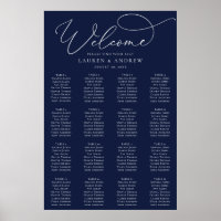 Navy Blue Minimalist Seating Chart