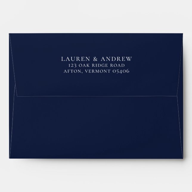 Navy Blue Minimalist Solid Colour Envelope (Back (Top Flap))
