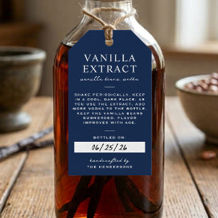 Navy Blue Minimalist Vanilla Extract Gift Tags
