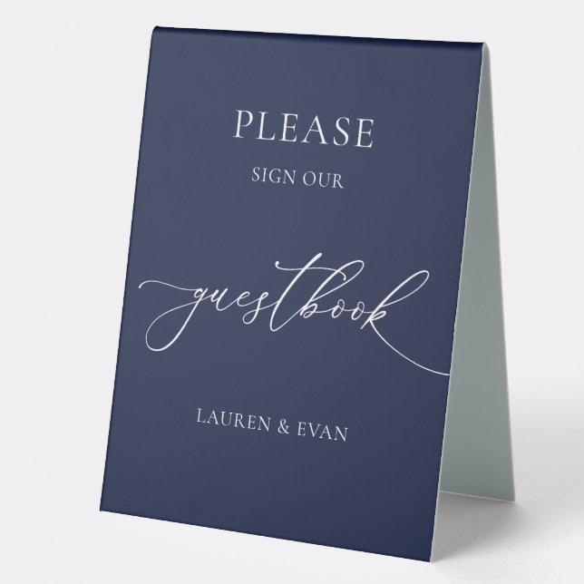 Navy Blue Minimalist Wedding Guestbook 2 (Front)