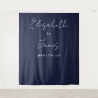 Navy Blue Minimalist Wedding Photo Backdrop