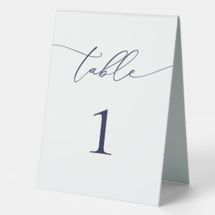 Navy Blue Minimalist Wedding Table Number