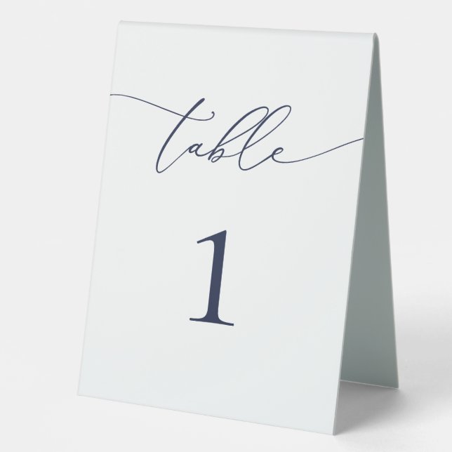 Navy Blue Minimalist Wedding Table Number (Front)