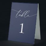 Navy Blue Minimalist Wedding Table Number<br><div class="desc">Beautiful navy blue,  elegant,  modern and minimalist,  table number card. Fully customisable. **PLEASE NOTE: To order,  simply adjust your table number and add each number to your cart separately. Then check out once you are finished.</div>