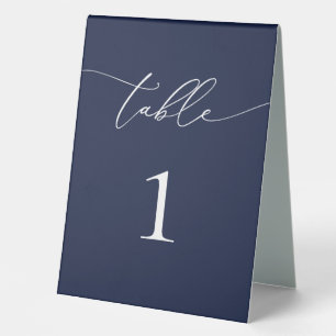 Navy Blue Minimalist Wedding Table Number