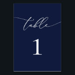 Navy Blue Minimalist Wedding Table Number<br><div class="desc">Beautiful navy blue,  elegant,  modern and minimalist,  table number card. Fully customisable. **PLEASE NOTE: To order,  simply adjust your table number and add each number to your cart separately. Then check out once you are finished.</div>