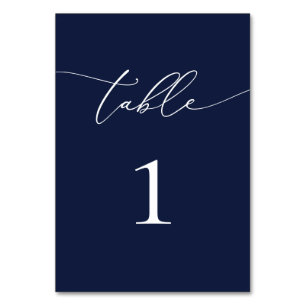 Navy Blue Minimalist Wedding Table Number